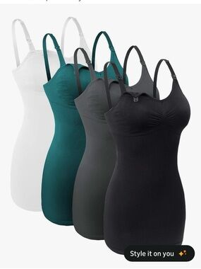 Seamless Nursing Cami Tank Bundle - White, Teal, Gray, Black